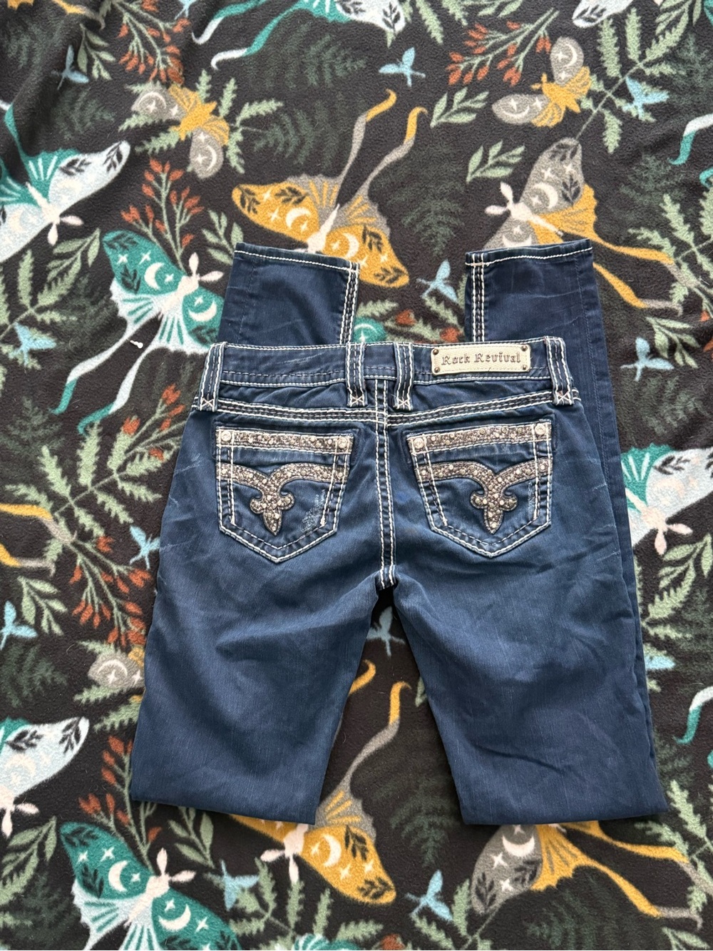 Rock Revival Sherry Skinny Jeans Rhinestone Medium Wash Size 26